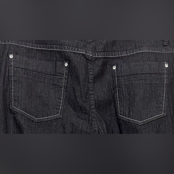 NWT Love Sweet Black Wash Denim Jeans with Rhinestone and Blue Stitch Design - Picture 4 of 6